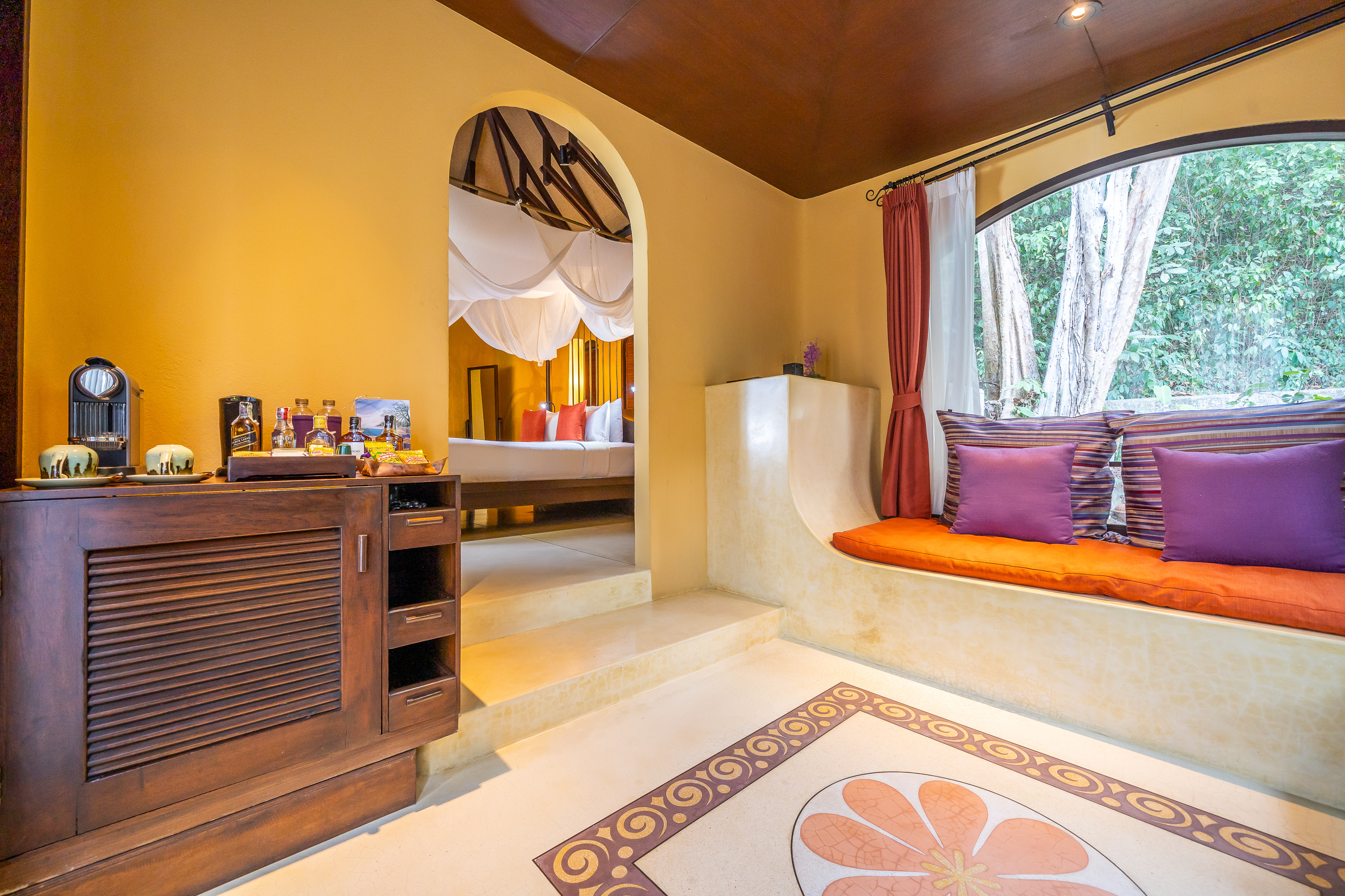 Beachfront Pool Villa 101 & 102 Bed Room & Sitting Area