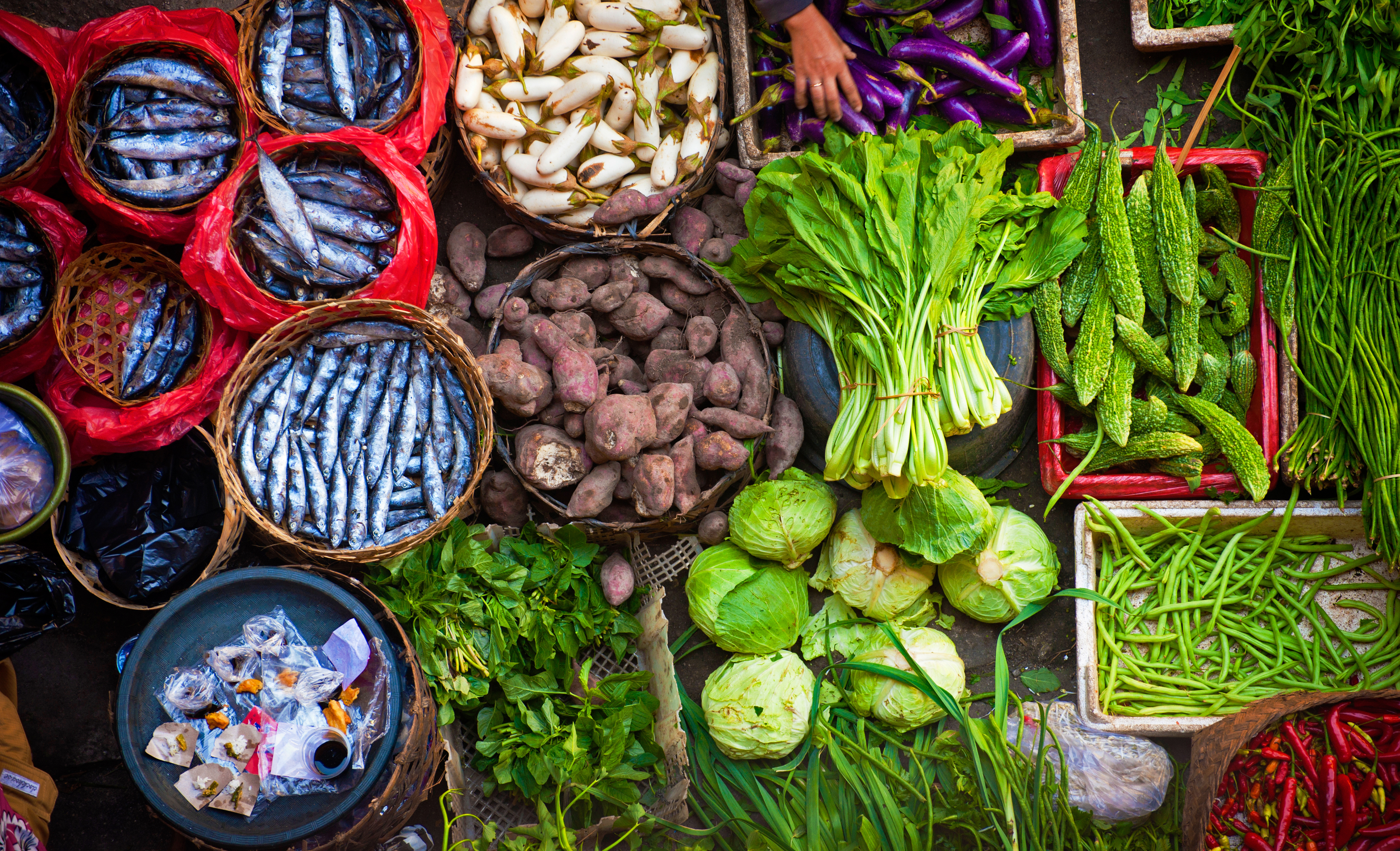 Colorful fish and vegetables can be purchased at the Ubud, Bali public market in the cultural heart of this fantastic Indonesian island..jpg