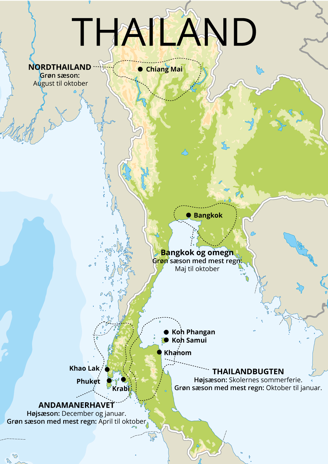 Thailand Kort Med Regntid