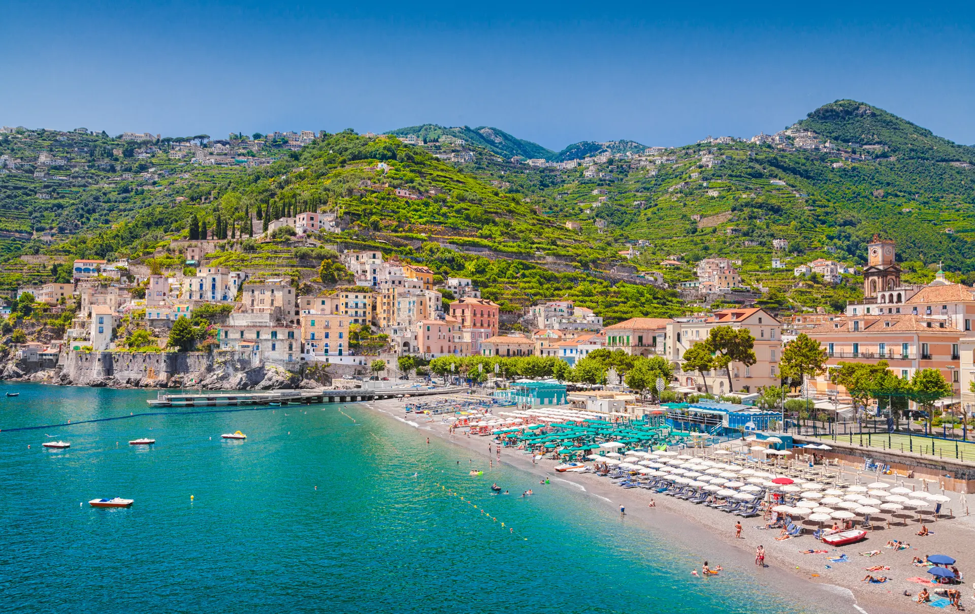 Stranden i Minori på Amalfikusten