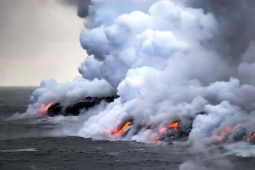 Lava Erupting Into Pacific Ocean During Evening On Big Island 28652515