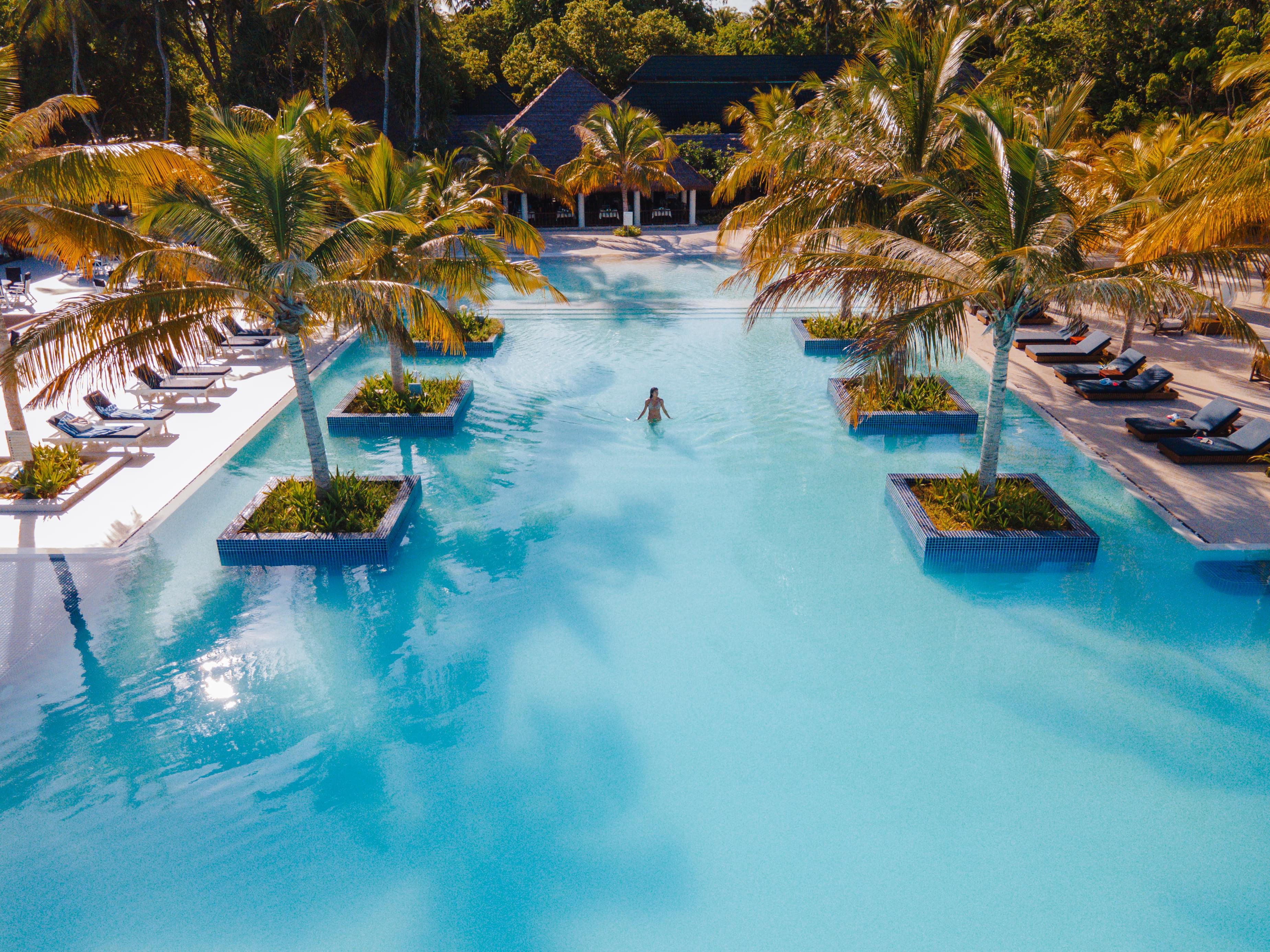 Villa Nautica Influencer Girl In Main Pool 4K