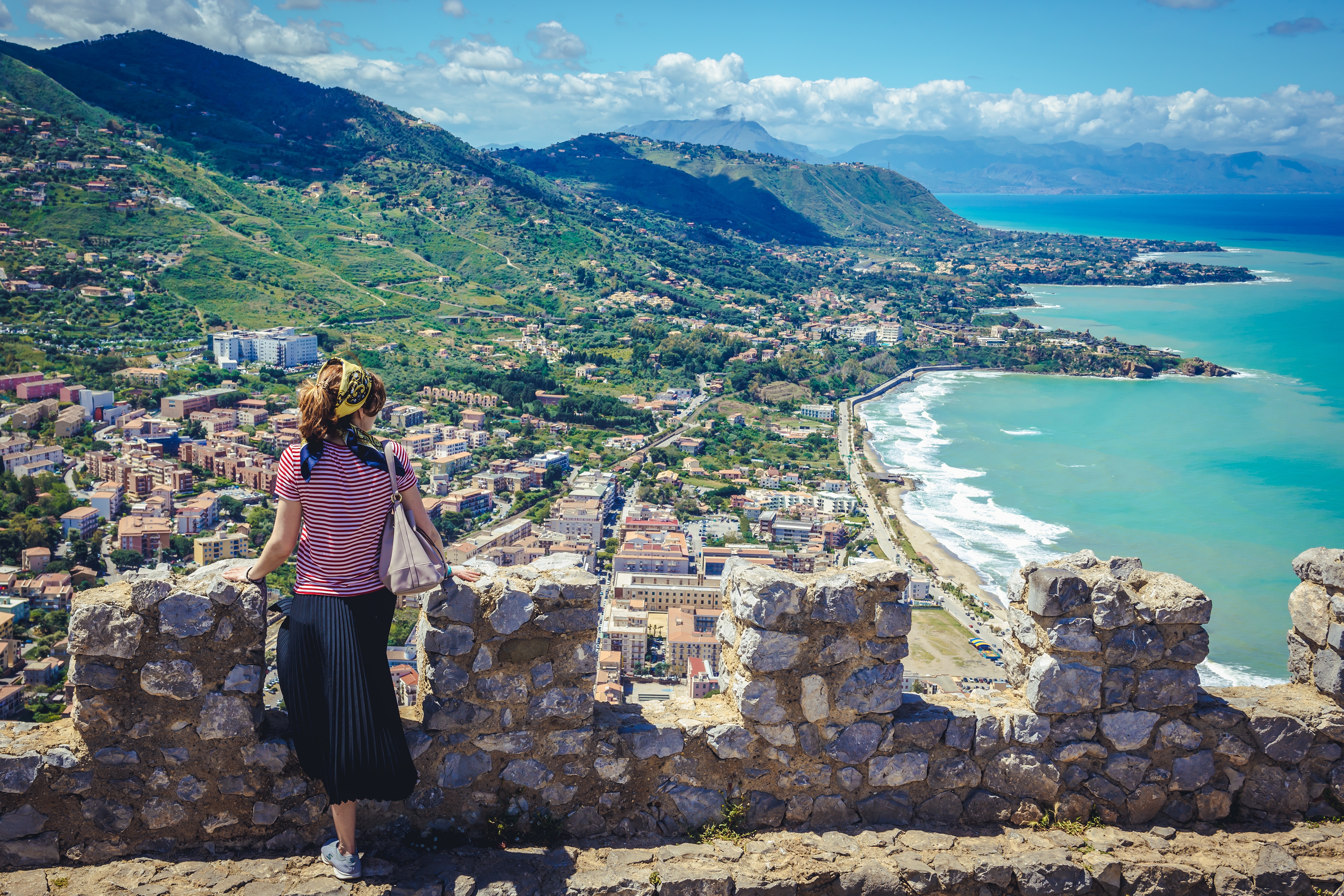 Shutterstock 2032700333 Cefalu, Italy May 7, 2019 Ruins Of Castle Walls On La Rocca Mountain In Cefalu On Sicily Island