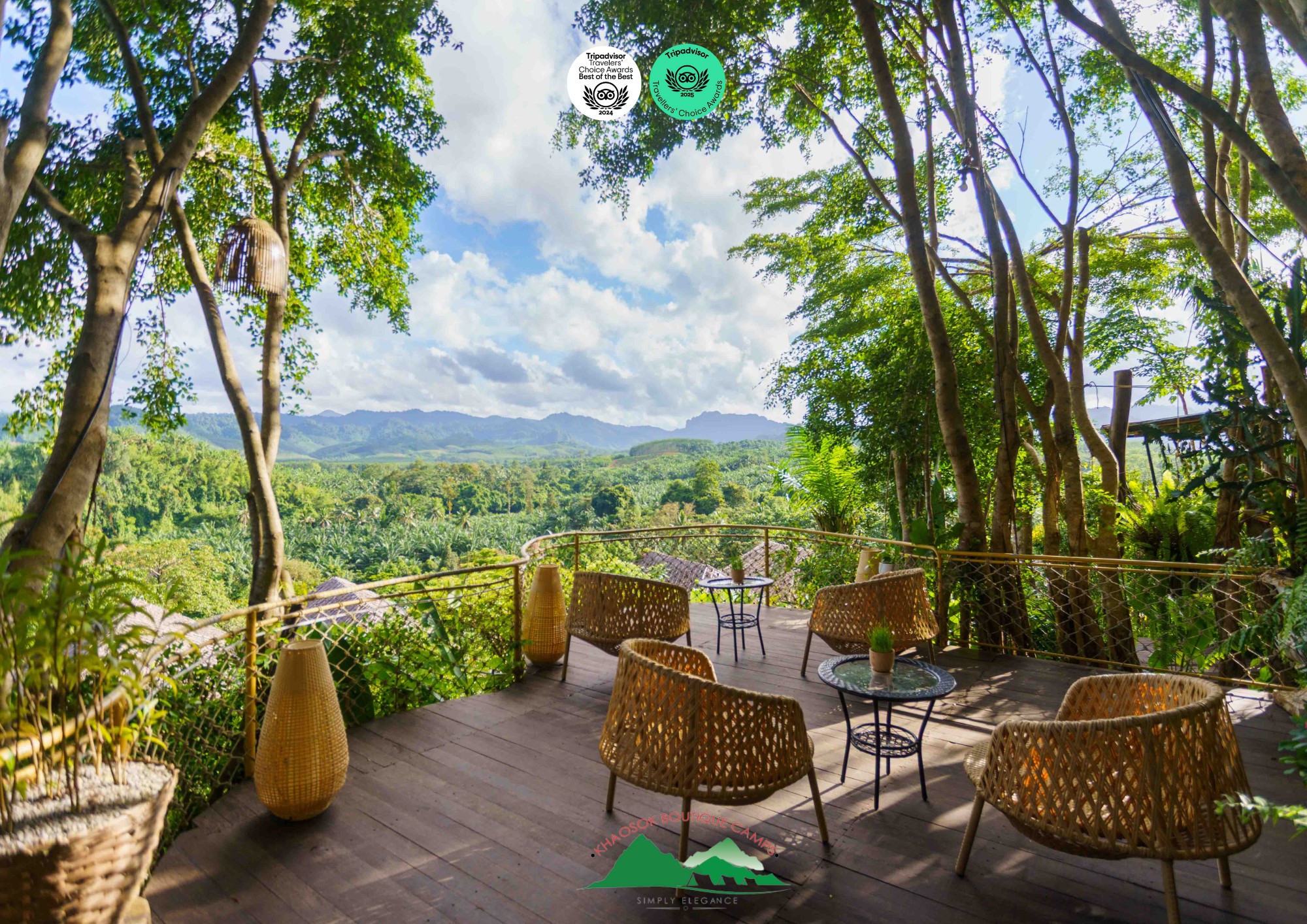 Khao Sok Boutique Camp Terrasse Med Udsigt Over Junglen