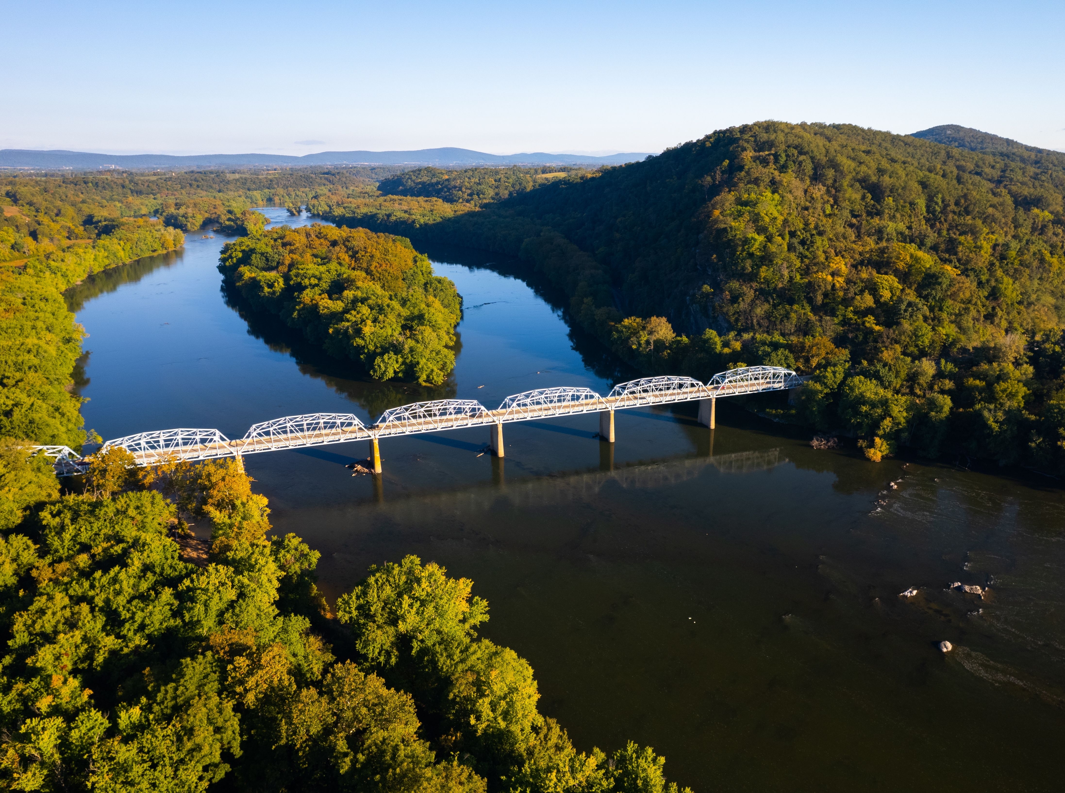 Shutterstock 2297394131 An Aerial View Of The Point Of Rocks Bridge Over Seneca Lake At Sunrise, Gaithersburg, Maryland, United States