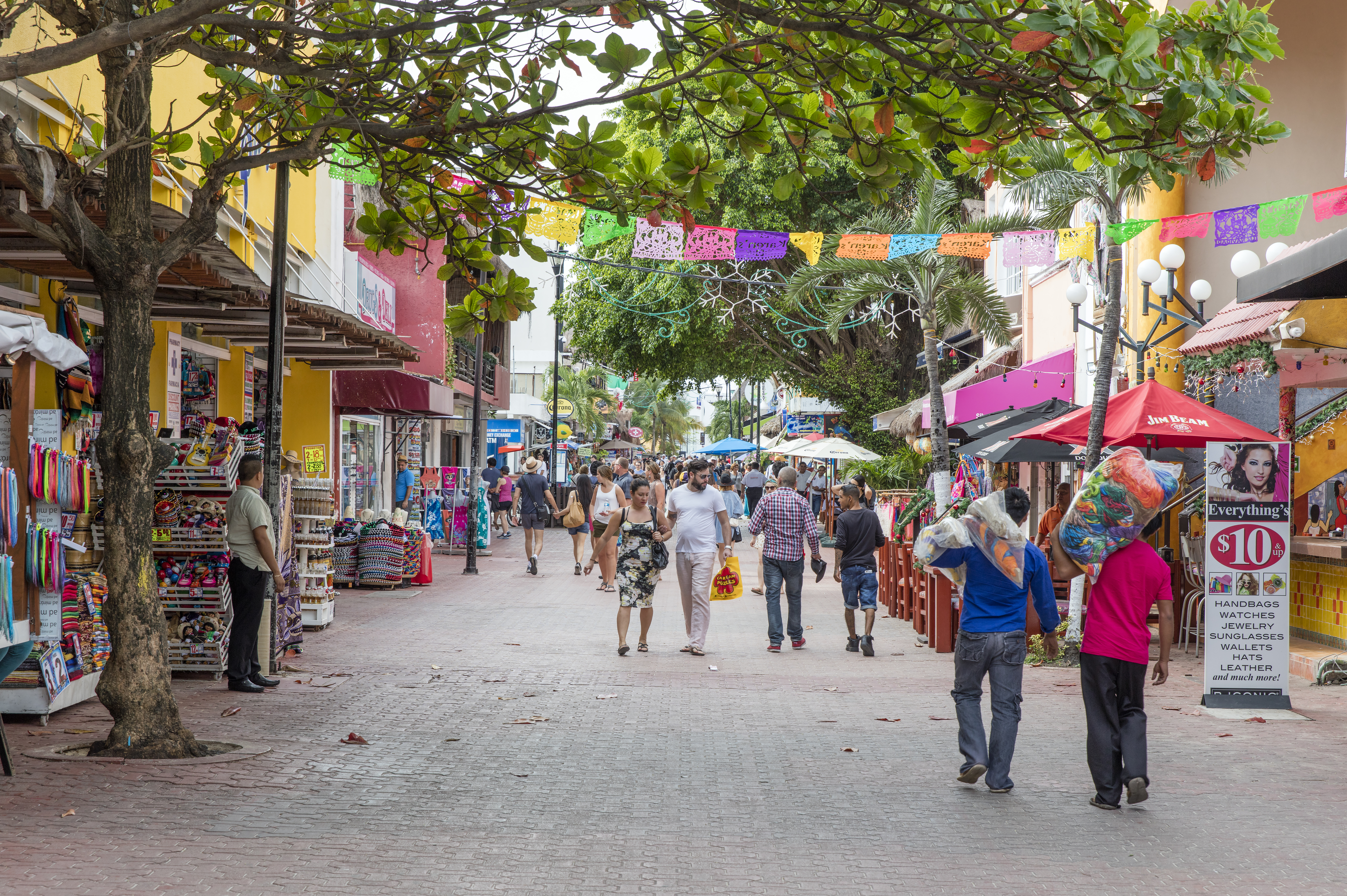 Shutterstock 373175719 Playa Del Carmen, Mexico January 4 2016 People On 5Th Avenue, The Main Street Of The City.