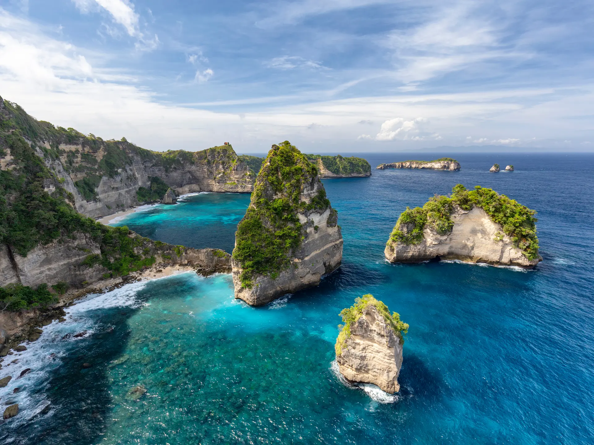 Small Islands Off Of Nusa Penida Known As Raja Lima Or The Five Kings In Indonesia.